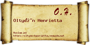 Oltyán Henrietta névjegykártya