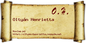 Oltyán Henrietta névjegykártya